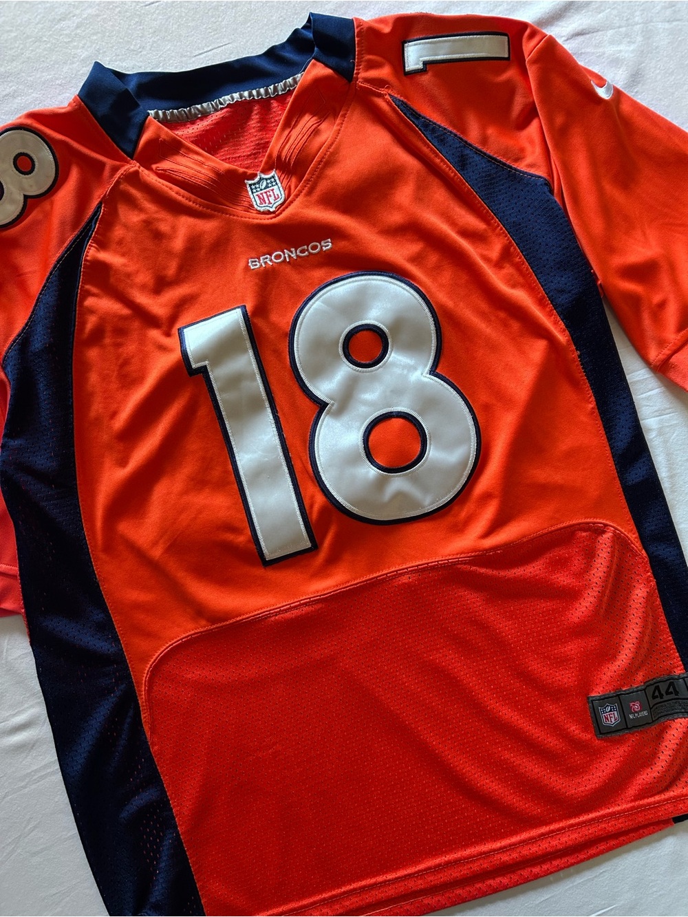 Nike Peyton Manning Broncos #18 On Field NFL Jersey Size 44 Orange